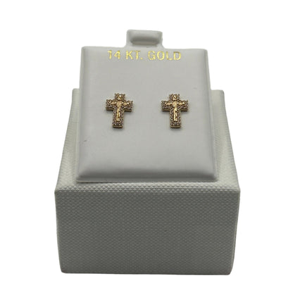 606- 14K Small Cross Stud Earrings