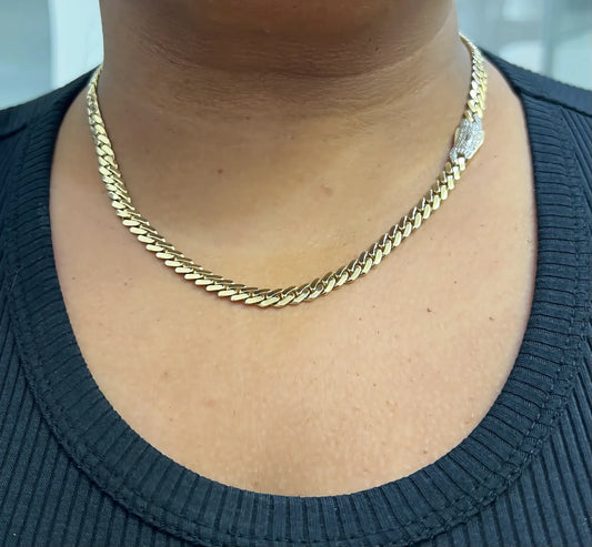 1661- NEW 14K Hollow Cuban Monaci Chain 20" (6mm) W.G