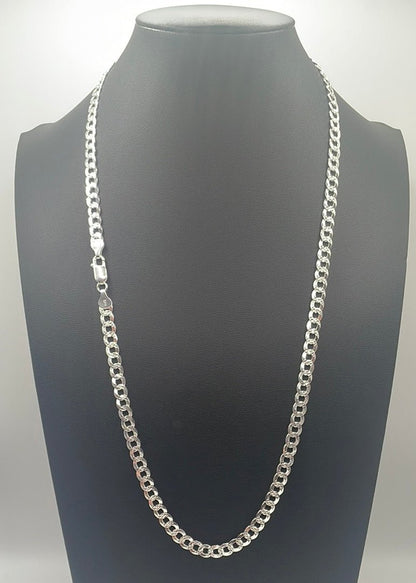 S005- 925 Italian Sterling Silver Curb Link Chain 24” 22.25g