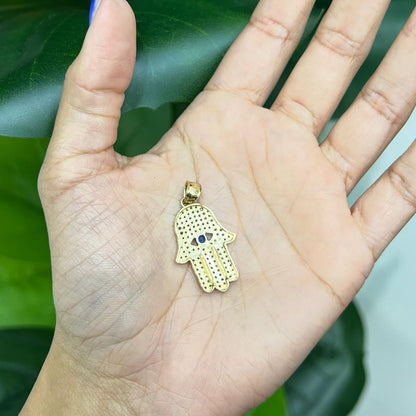 00198- Colgante de mano de Fátima en oro amarillo de 14 quilates