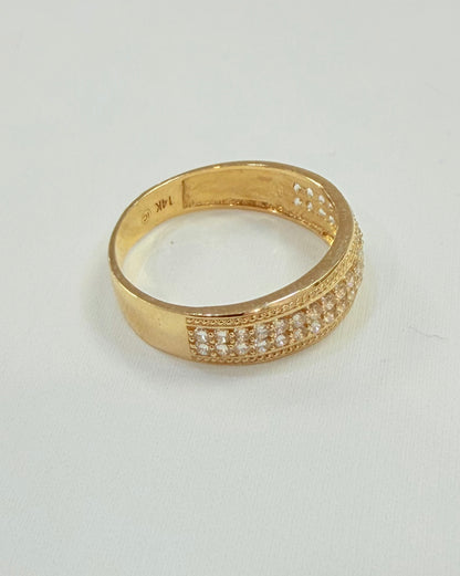 1717- NEW 14K Gold Cz Wedding Band Men’s Ring Sz10 W.G
