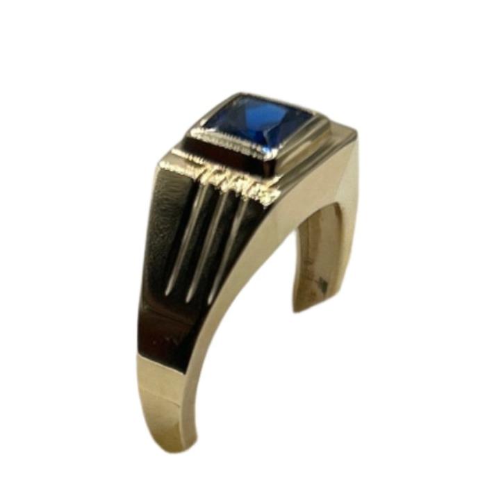 873- NEW 14K Blue Square Stone Ring (W.G)