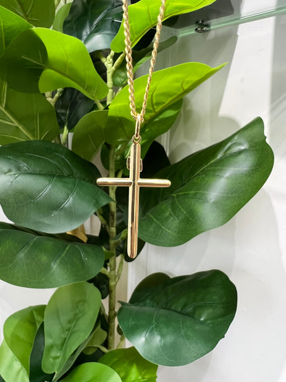 1319- NEW 10K Gold Cross Pendant W.G