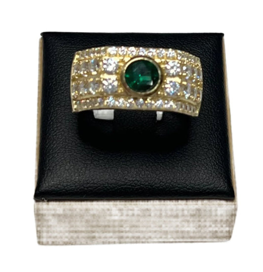 0012-NEW 14K Gold Green Stone Ring (W.G)