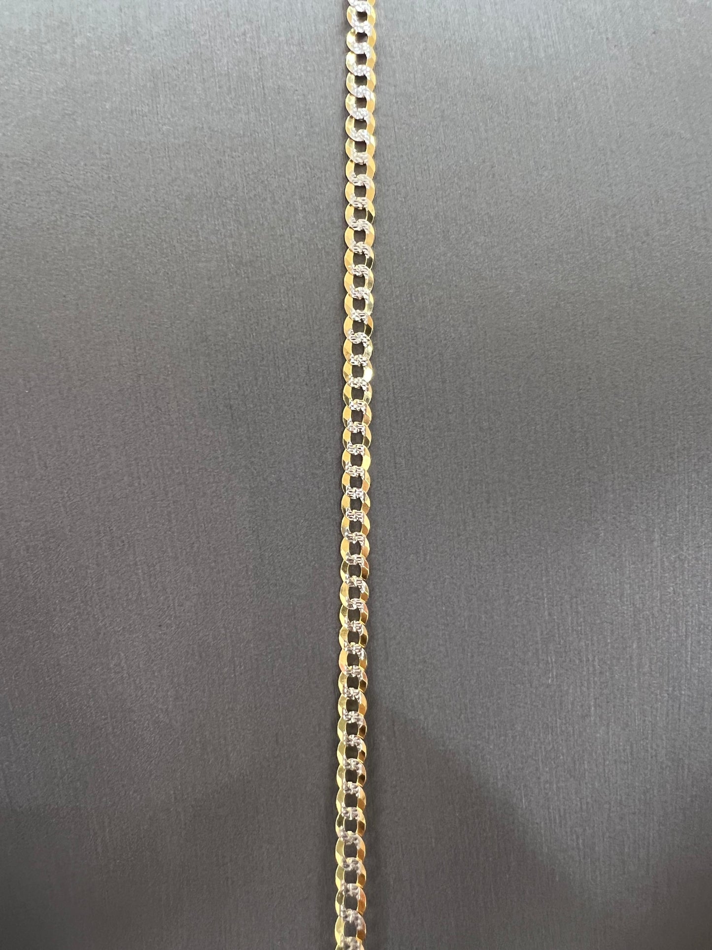 1626- NEW 14K Solid Cuban curb chain two tone 22" 3.7mm W.G