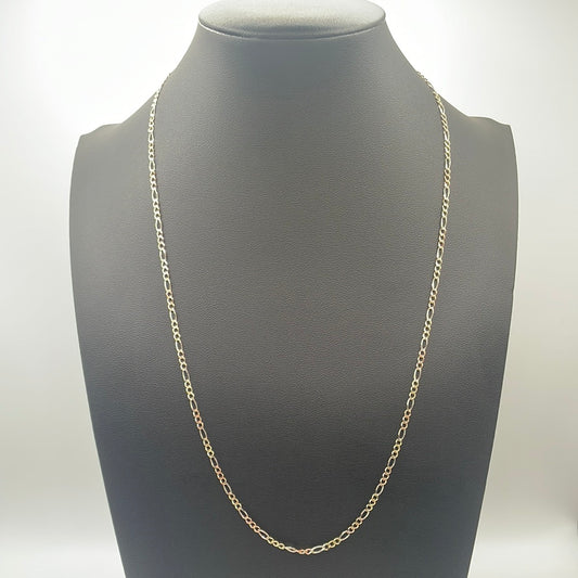 00109- NEW 14k Hollow Figaro Tri-tone Chain (2.52mm) W.G