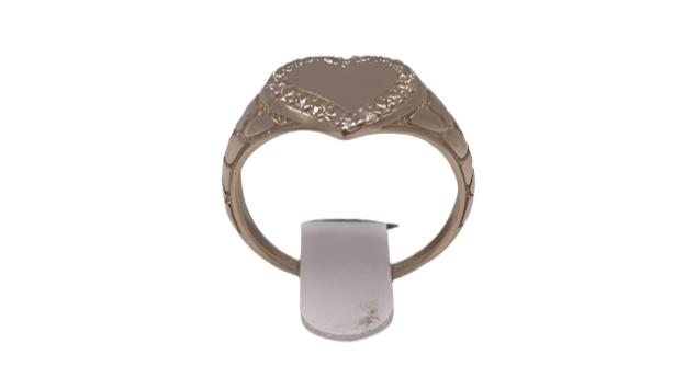 00117- Anillo de oro amarillo de 14 quilates con corazón - Talla 8 para mujer