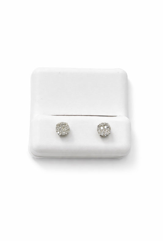 D4- NEW 10K White Gold Round Full Natural Diamond 💎 Stud Earrings (0.2ct) W.G