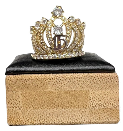 0005- NEW 14K Yellow Gold “ quinceañera” Crown Ring (W.G)