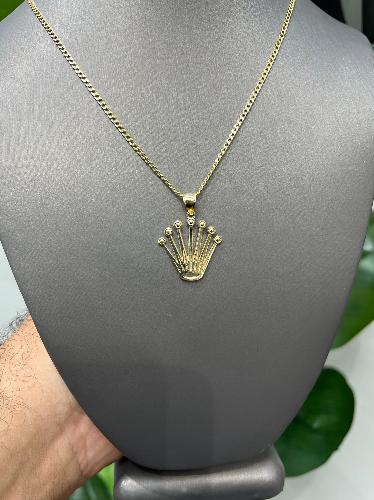 1317- NEW 10K Rolex Crown Gold Pendant W.G