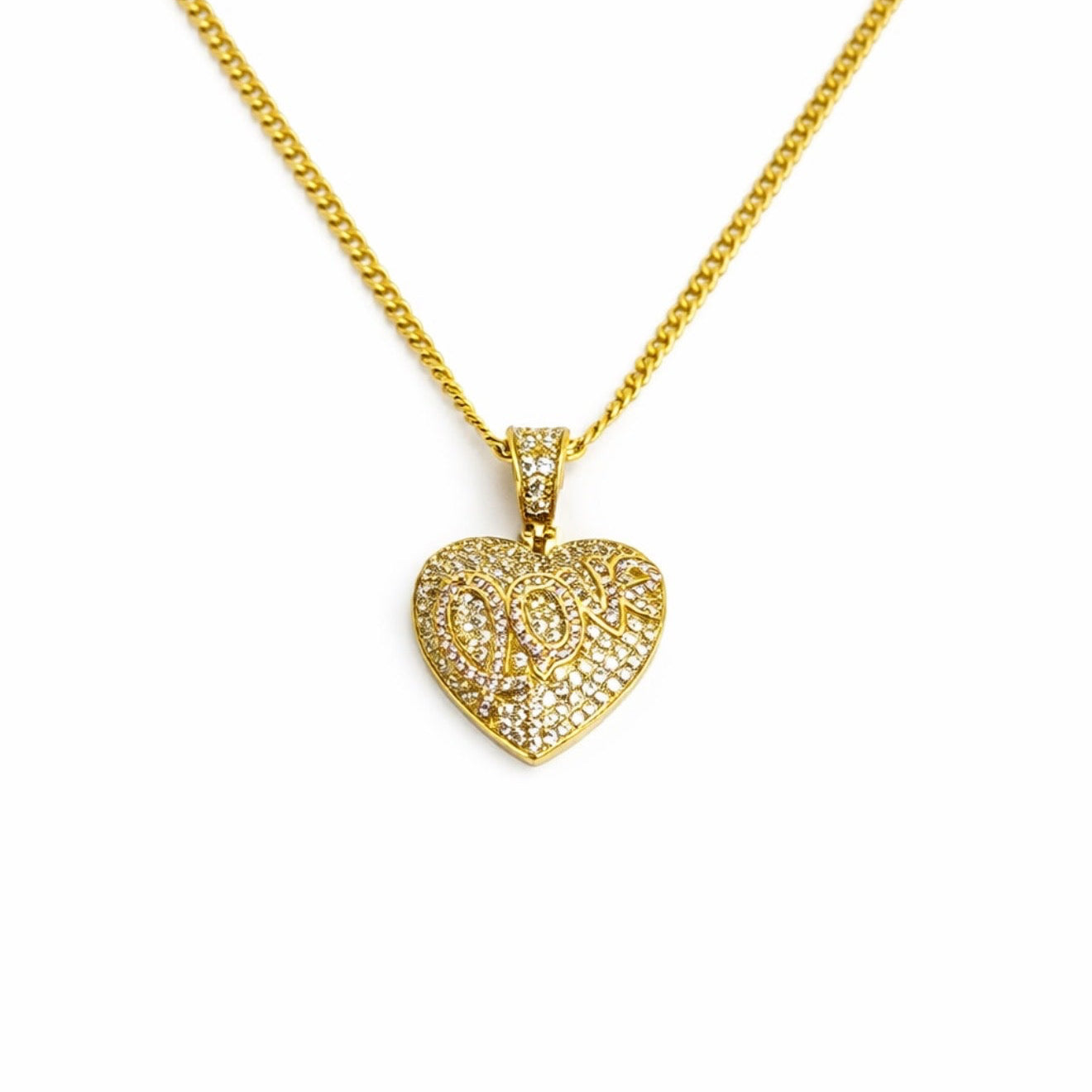 1505 NEW 14K Heart Iced Out Full Cz Love Pendant W.G
