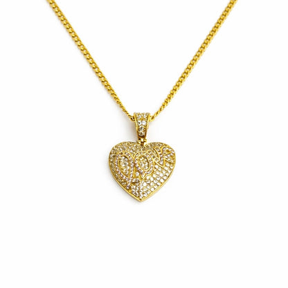 1505 NEW 14K Heart Iced Out Full Cz Love Pendant W.G
