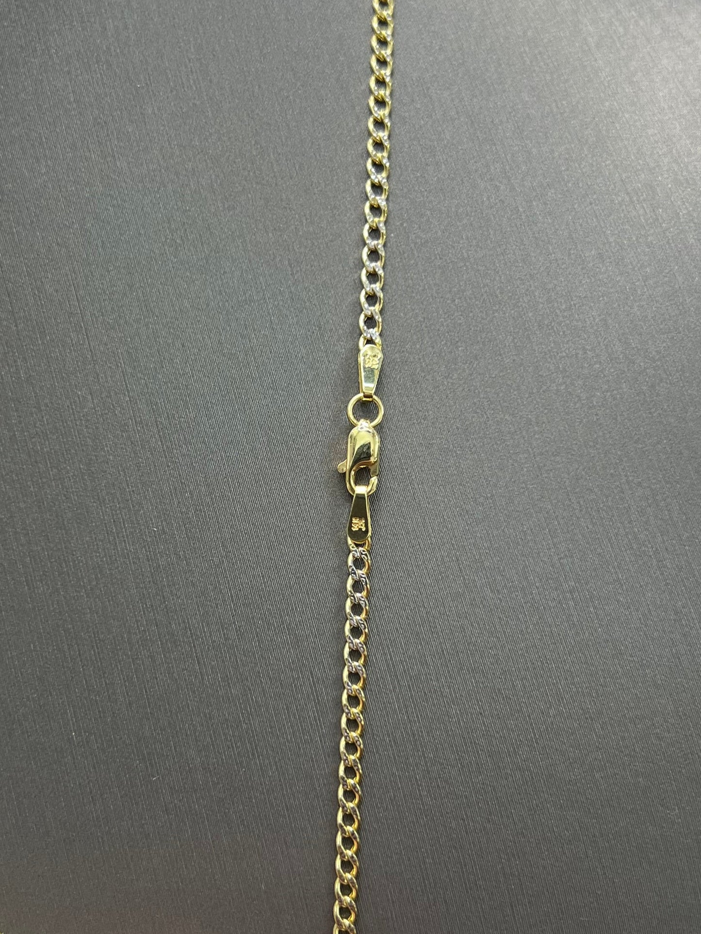 C32- NEW 14K Two Tone Hollow Miami Cuban Chain 20” (2.5mm) and Divine Child Jesus pendant SET