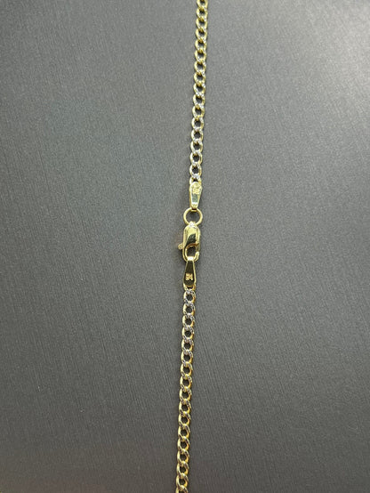 C32- NEW 14K Two Tone Hollow Miami Cuban Chain 20” (2.5mm) and Divine Child Jesus pendant SET
