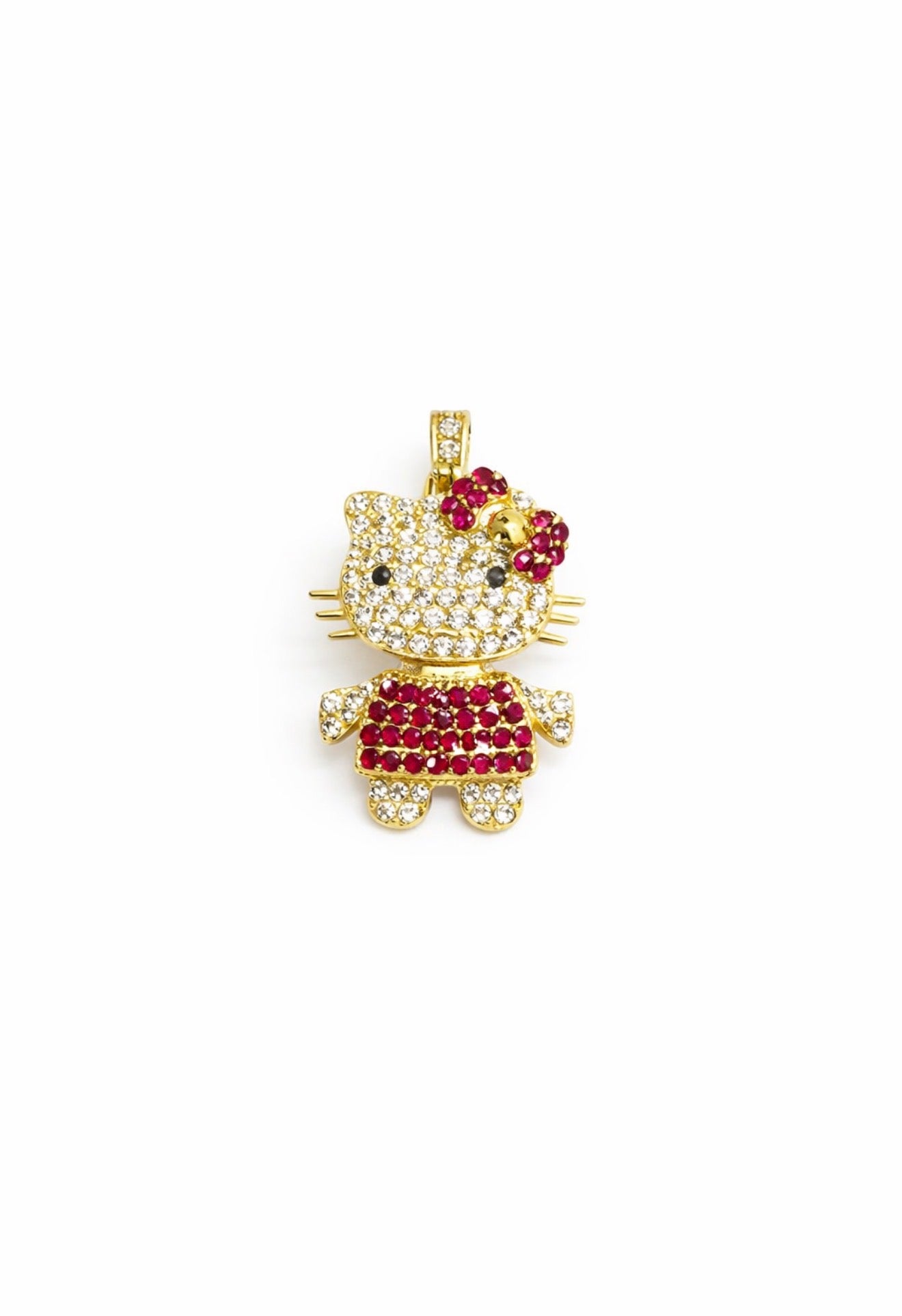 1501- NEW 14K Full Cz Hello Kitty Gold Pendant W.G