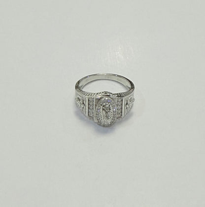 S1142- .925 Sterling Silver St Jude Moissanite Ring W.G