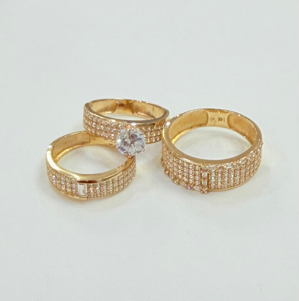 1225-NEW 14K Trio Wedding Ring Set W.G