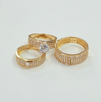1225-NEW 14K Trio Wedding Ring Set W.G