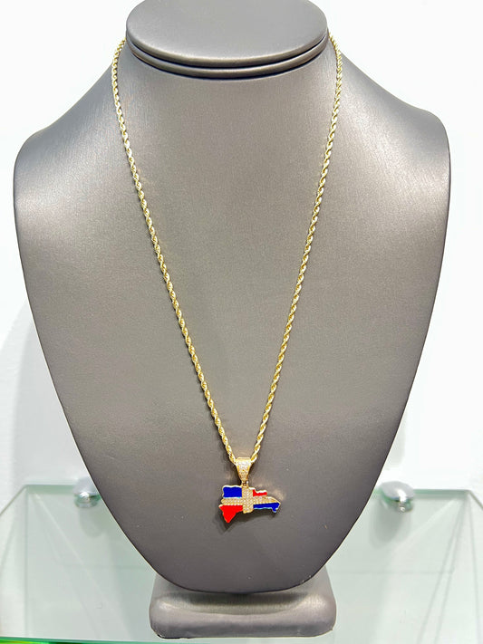 C12- NEW Semi Solid Rope Chain and Dom Rep Pendant .W.G