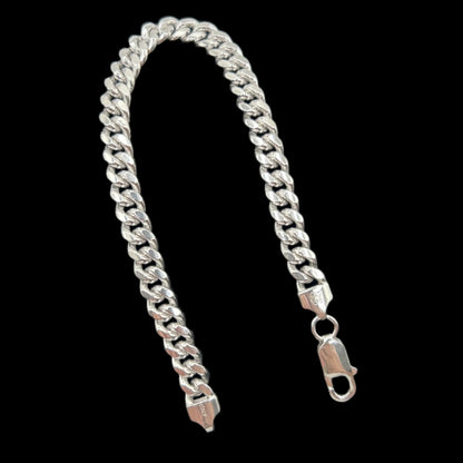 S485- .925 Solid Miami Cuban Bracelet 8”