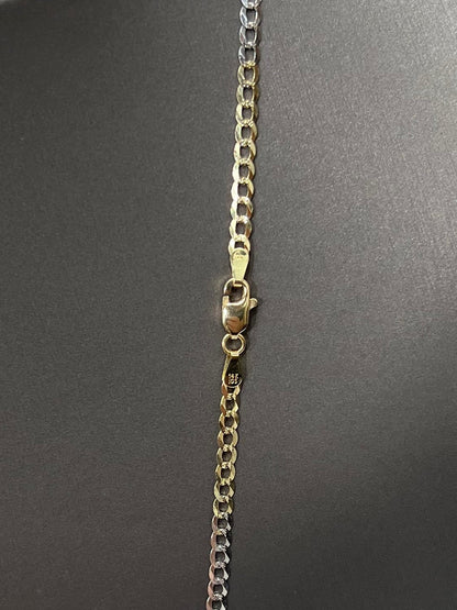 1446- NEW 14K Solid Tri Tone Cuban Curb Link Chain 20" (3.2mm) W.G