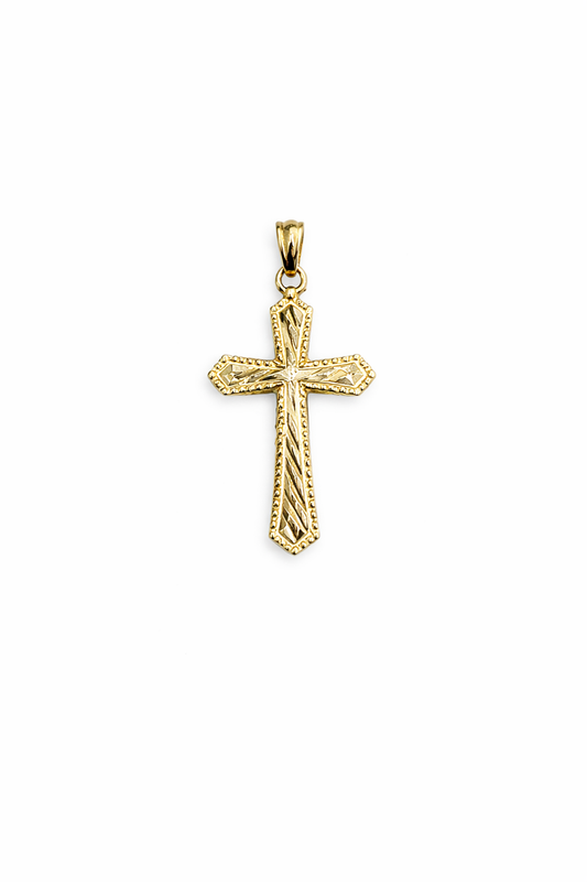 1561- NEW 10K Diamond Cut Cross Pendant W.G