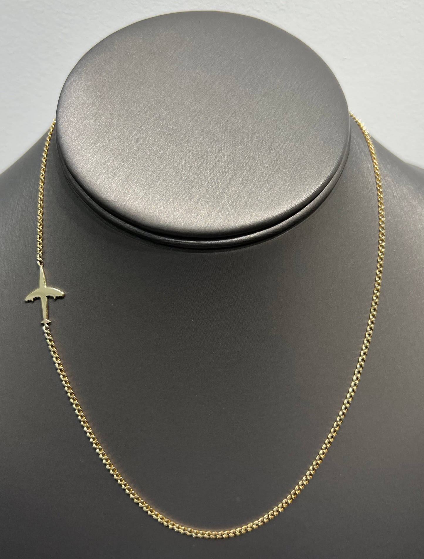 1339- NEW 10K Gold Airplane Necklace 16” (2mm) W.G