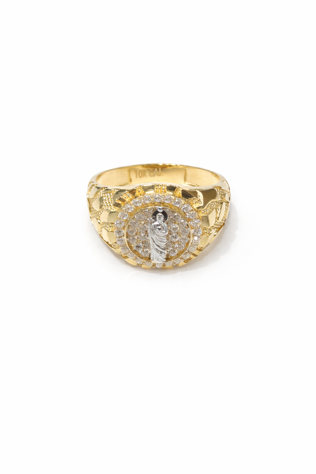1528- NEW 10K St Jude Nugget Ring W.G