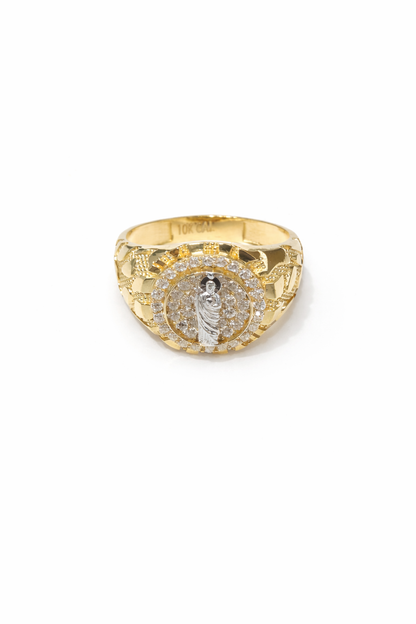 1528- NEW 10K St Jude Nugget Ring W.G