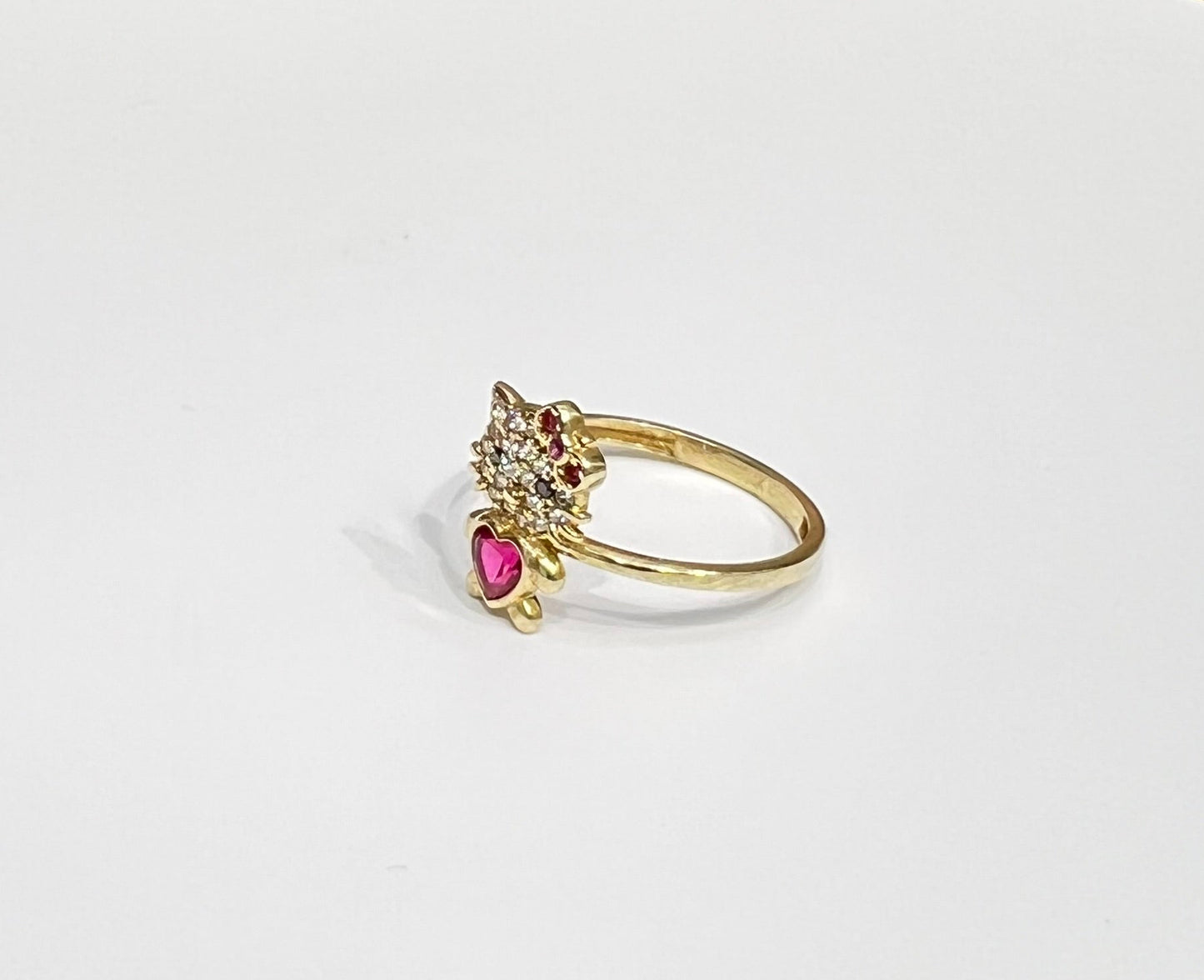 1578- NEW 14K Full Body Cz Hello Kitty Ring W.G