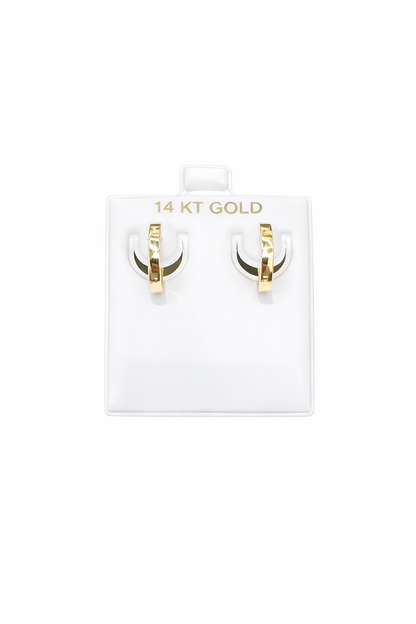 1386- NEW 14K Gold Huggie Hoop Earrings (13x2.3mm) W.G
