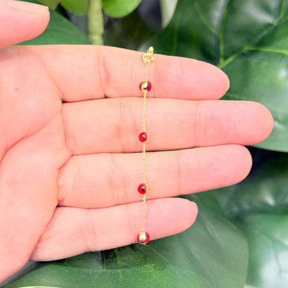1154- NEW 14K Red Evil Eye Bracelet W.G