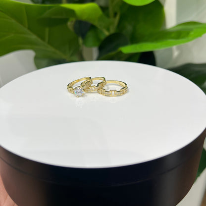 1273-NEW 10k Trio Wedding Ring Set W.G