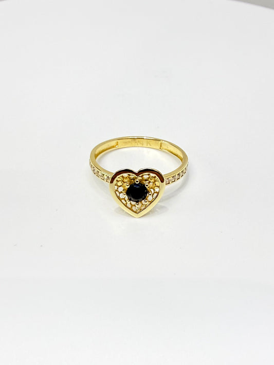 1600- NEW 14K Gold Heart Black Cz W.G
