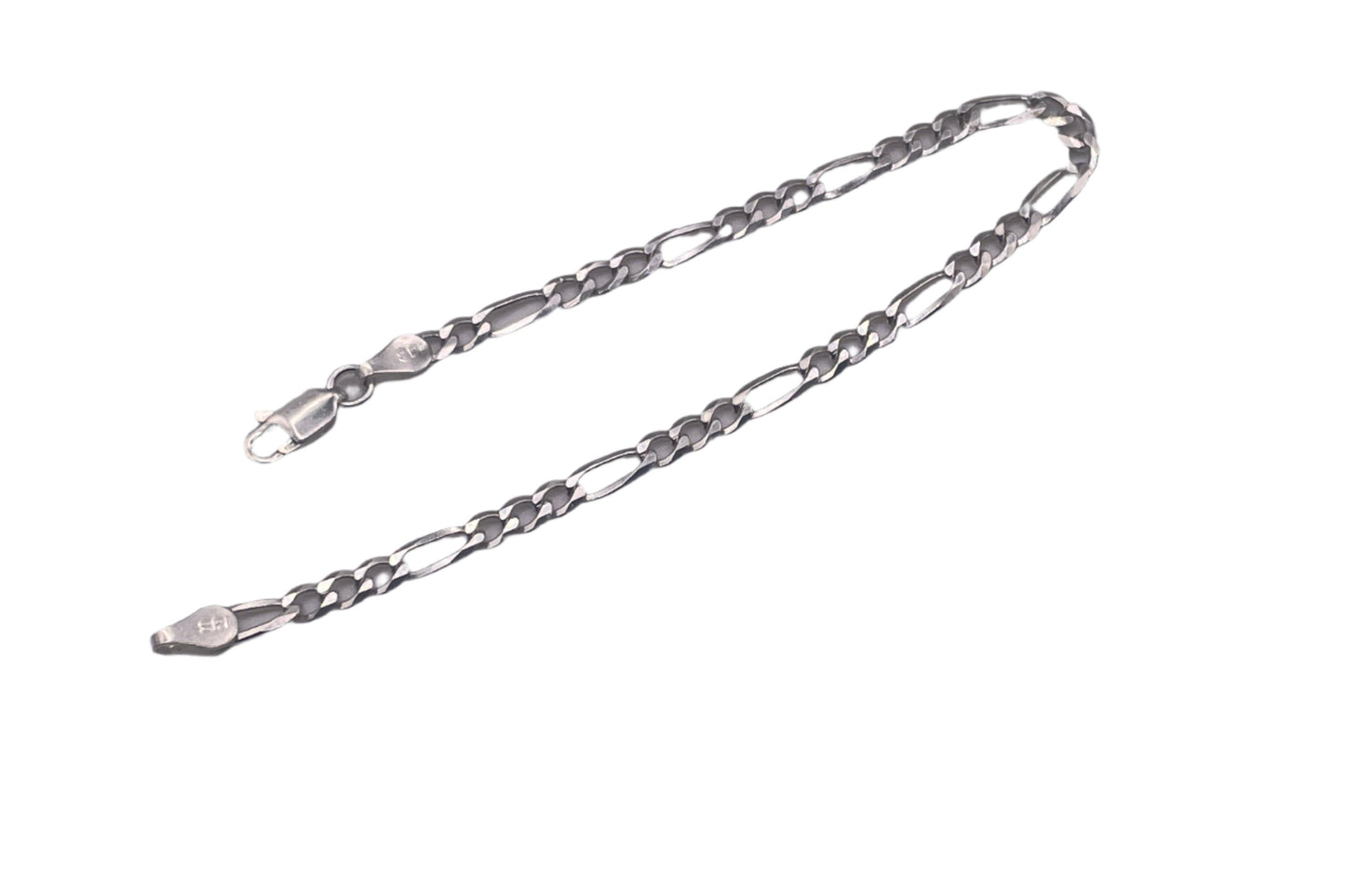 S817- Silver Figaro Bracelet 7”