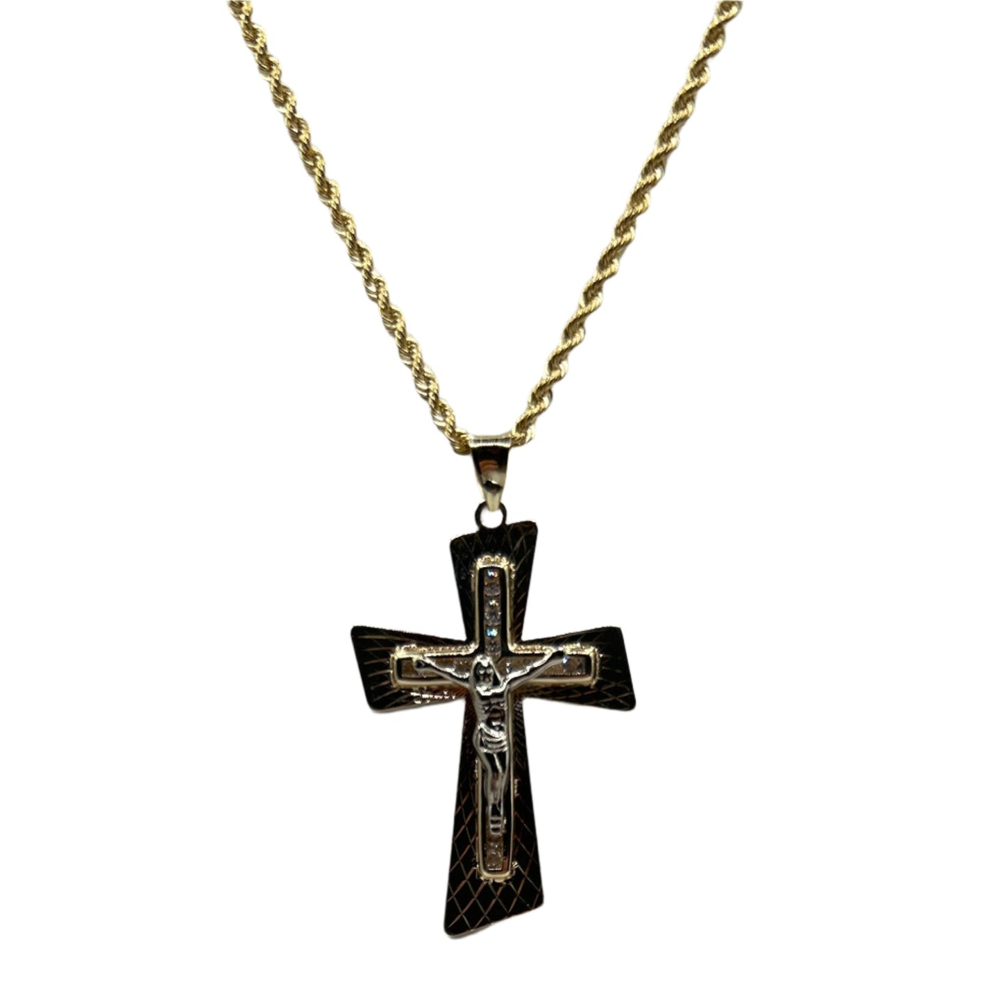 784- NEW 14K Light Weight Crucifix Pendant (35x24mm) W.G