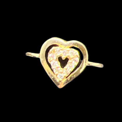 349- Anillo de oro de 14 quilates con forma de corazón de 6 1/4