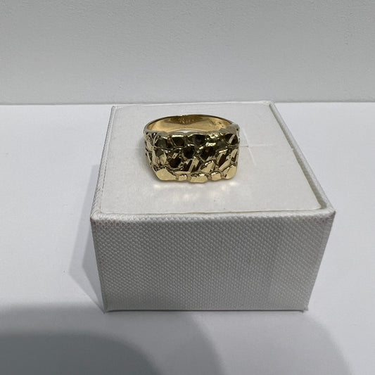1198- NEW 14K Nugget Square Fashion Ring W.G