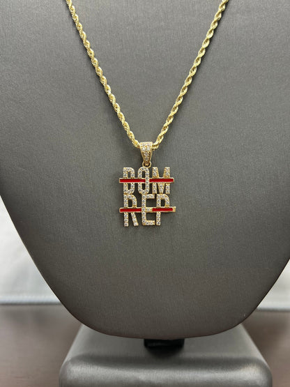 1191- NEW 14k Hollow Yellow Gold Rope Chain 20” (2mm) & Dominican Rep Pendant Set W.G