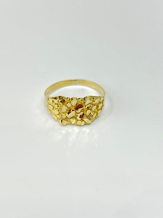 1332- NEW 10K Full Nugget Square Ring W.G