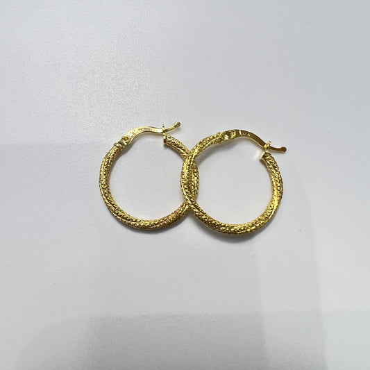 1653- NEW 10k Hoop Fancy Earrings (22.2x2.3mm) W.G