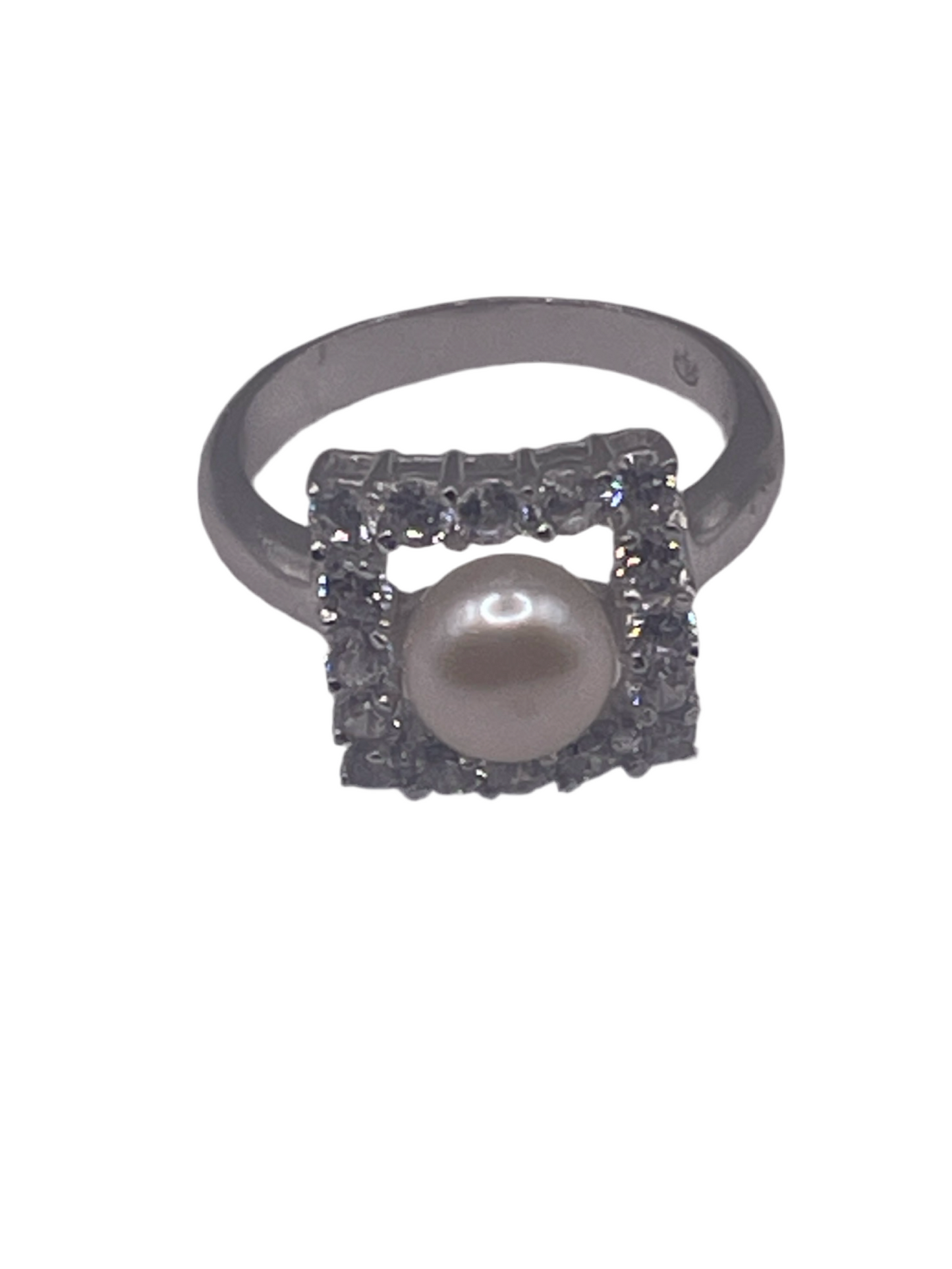 S820- Square Pearl Fashion Ring Sz 5