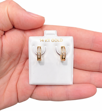 1542- NEW 14K Gold Huggies Hoop Earrings (12mm) W.G