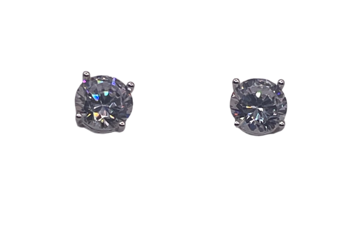 S735- Cz Stone Silver Stud Earrings 6MM