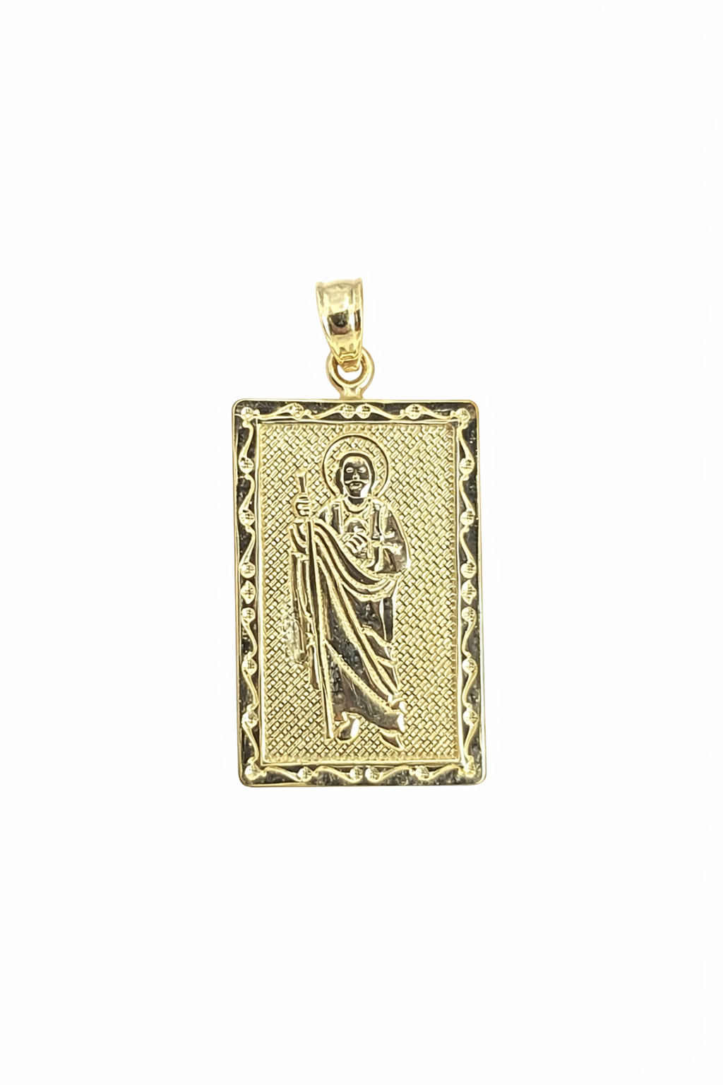 1546- NEW 10K Square St. Jude Gold Pendant W.G