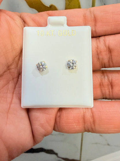 1690- NEW 10K Gold Zirconia Stud Earrings (5mm) W.G
