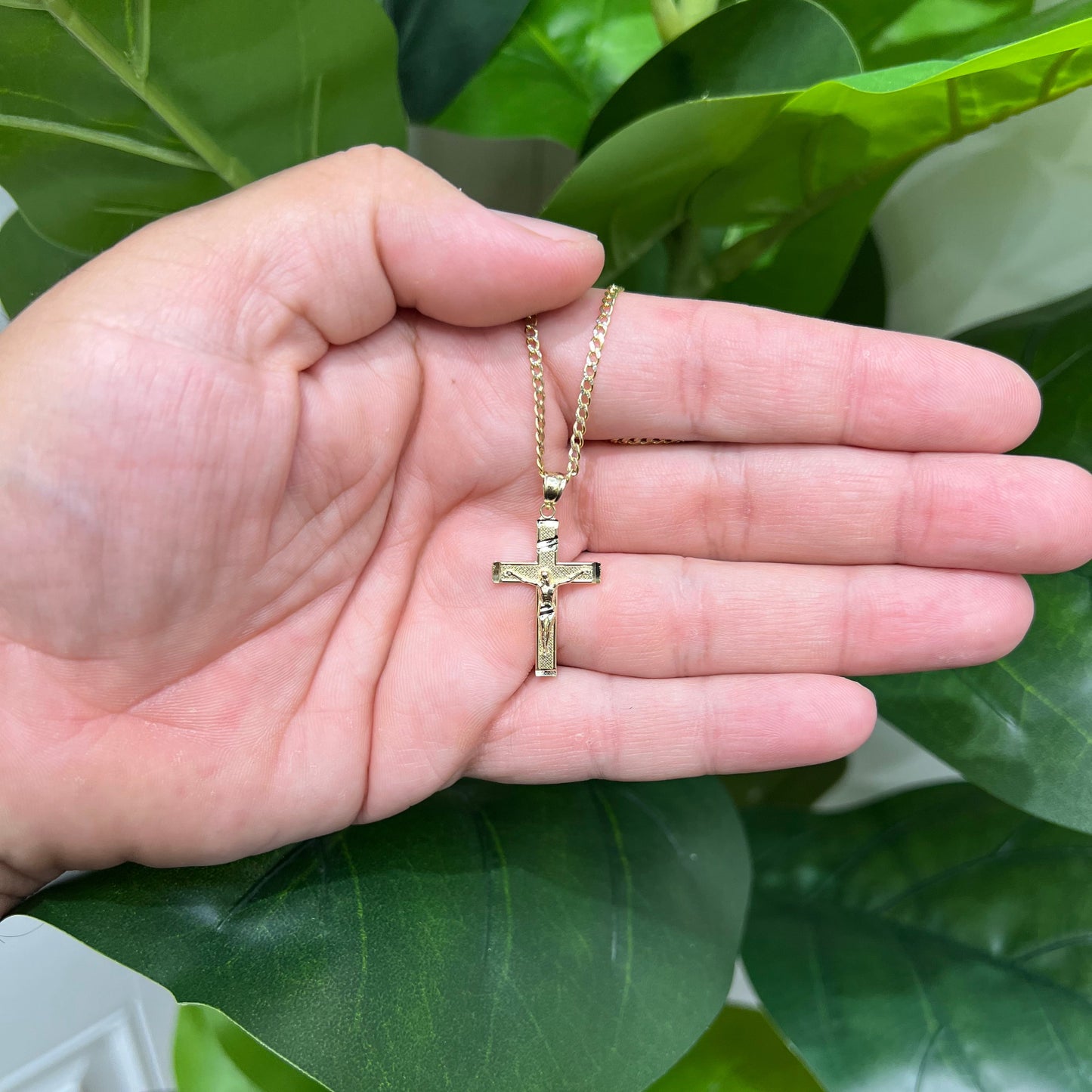 1311- NEW 10K Small Gold Crucifix Pendant W.G