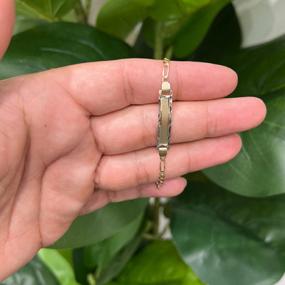 1248- NEW 14K Solid Figaro Bracelet (3mm) W.G