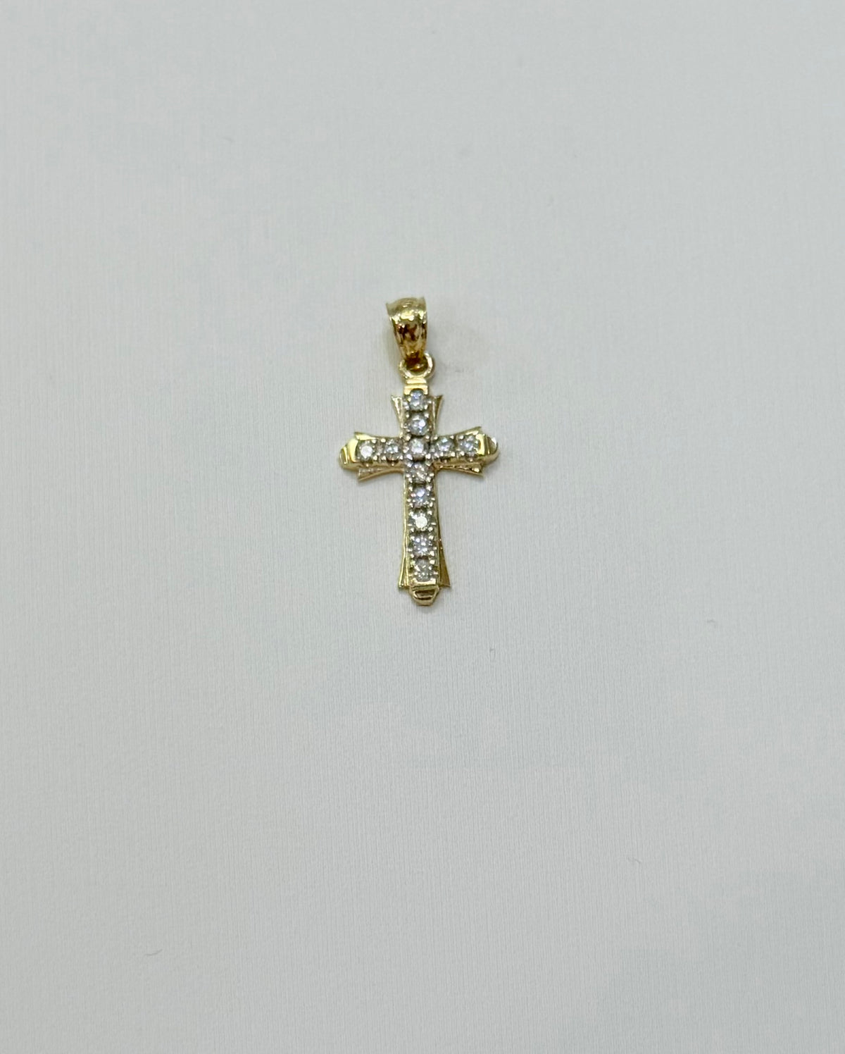 1792- NEW 14K Small Full Cz Cross Pendant W.G