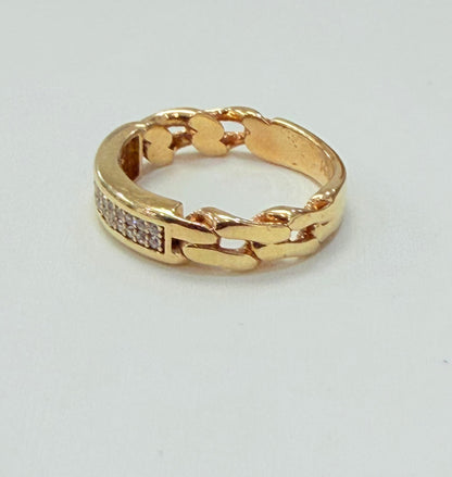 00158- NEW 14K Gold Zirconia Band (W.G)